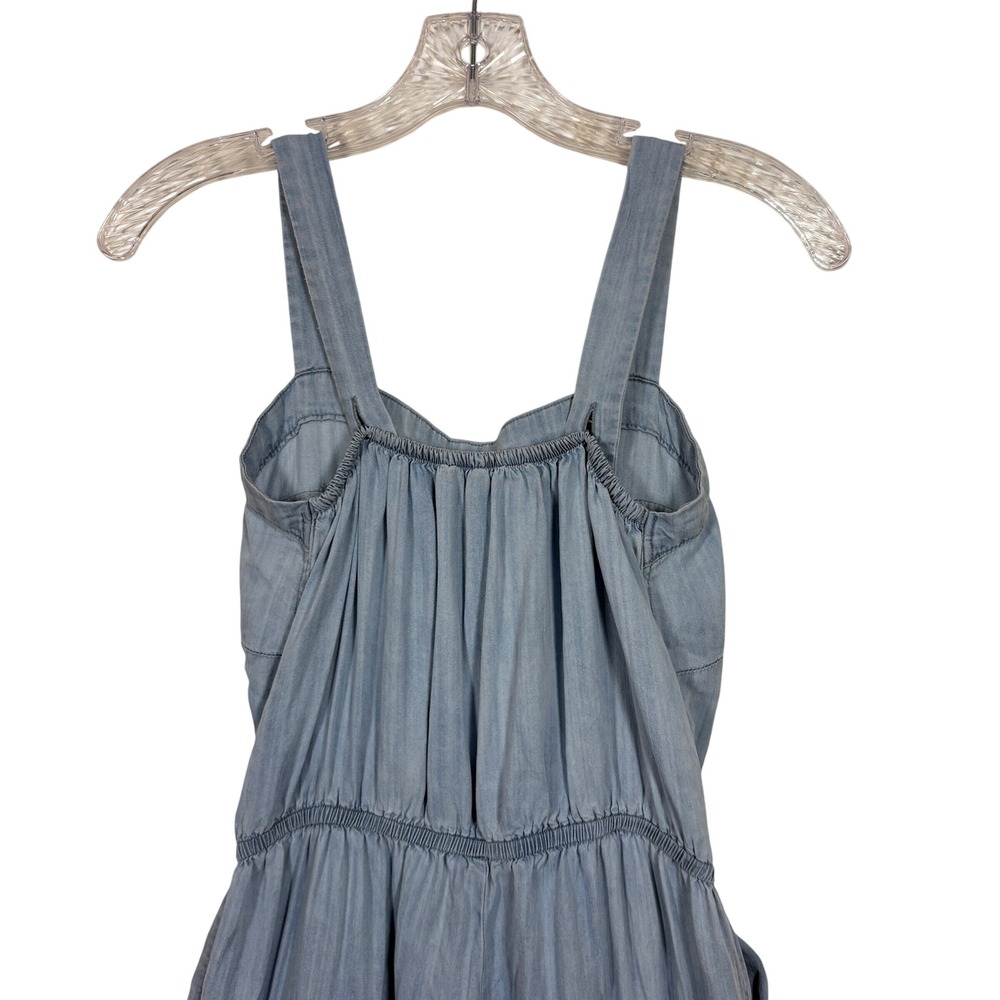 Splash Blue Tencel Chambray Wide Leg Button Side Jumpsuit M Cottagecore - Picture 8 of 16